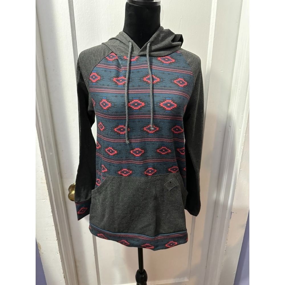 Simply Southern Grey Aztec Patterned Hoodie in S